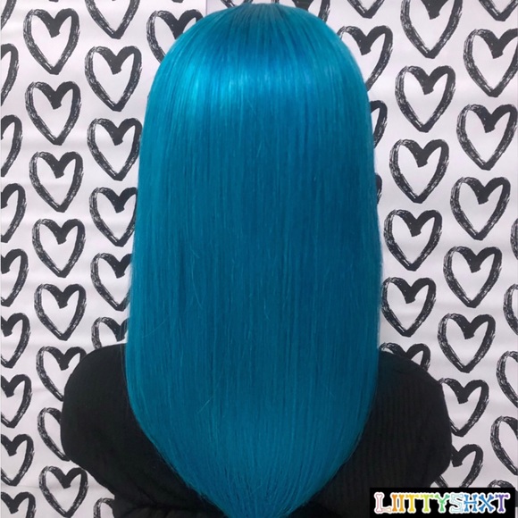 13x4 10inch Lace Front Wig 100% Human Hair Custom Color ( Turquoise Gummies) - Picture 3 of 3